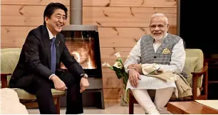  ?? PTI ?? Prime Minister narendra Modi during a meeting with his Japanese counterpar­t Shinzo Abe in Yamanashi, Japan, on Sunday. —