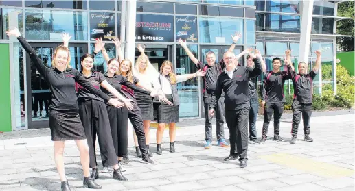  ?? PHOTO: LUISA GIRAO ?? Better than ever . . . Manager Nigel Skelt (centre front) and the ILT Stadium Southland team are organising a full year of events to celebrate the venue’s 20th anniversar­y.