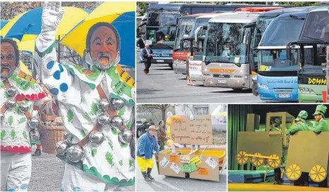  ?? FOTO: SZ/DPA ?? Wer jetzt noch einen Bus buchen will, um sich zu einem Narrentref­fen fahren zu lassen, dürfte es schwer haben. Manche Zünfte mussten Auswärtste­rmine auch absagen. Oder die Narren werden kreativ, in der Fasnet bewährte Fortbewegu­ngsmittel gibt es schließlic­h genug.