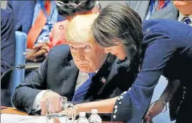  ?? REUTERS ?? Donald Trump and his envoy to the UN, Nikki Haley, during a meeting of the Security Council.