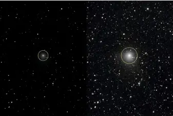  ??  ?? One issue when measuring a comet’s brightness in an interactiv­e program such as MaximDL is determinin­g an ‘aperture’ size to encompass the entire comet head