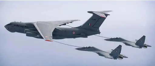  ??  ?? IAF’s Su-30 aircraft being refuelled by IL-78 refueller