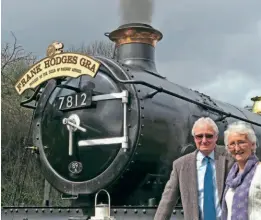  ?? PHILIP HAWKINS ?? Above: Frank Hodges, former chief executive officer of the Guild of Railway Artists, who has died aged 79, pictured here with his wife Diana at a surprise retirement tribute at the Severn Valley Railway on April 9, 2016.