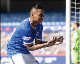  ??  ?? Alfredo Morelos scored twice against St Mirren yesterday