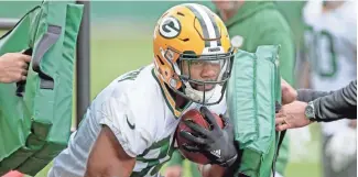  ?? JIM MATTHEWS/USA TODAY NETWORK-WISCONSIN ?? Packers running back Ty Montgomery will wear a flak jacket if he plays Sunday against the Vikings.