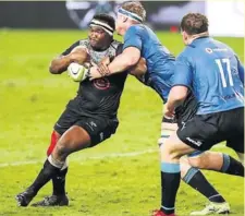  ?? Photo Icon Sport ?? Les Sharks de Mzamo Majola et les Bulls de Janko Swanepoel se sont affrontés fin mars en amical.