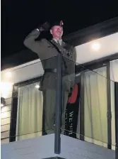  ?? PHOTO: MARK PRICE ?? Unbowed . . . New Zealand Army reservist Major Ian Piercy spent his 40th Anzac Day dawn parade in uniform on the balcony of his Wanaka home.