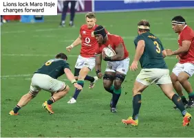  ??  ?? Lions lock Maro Itoje charges forward