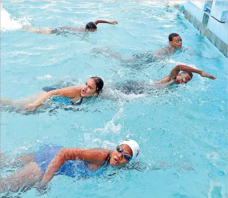  ?? Picture: ATU RASEA ?? Students of Veiuto Primary School during a training session at the Suva Olympic Pool yesterday.