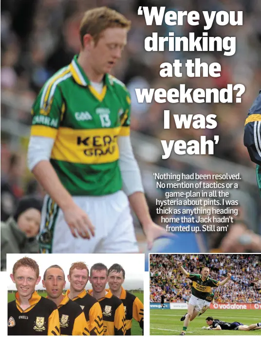  ?? EAMONN KEOGH (MACMONAGLE.COM) ?? The five Cooper brothers from Dr Crokes who played on the same Kerry county championsh­ip-winning team in 2000. From left are Colm, Vince, Mike, Mark and Danny. This photo was taken after the quarter-final victory over South Kerry in Waterville in July...