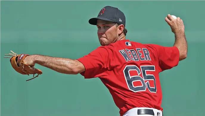  ?? MATT STONE / HERAlD STAFF FIlE ?? ‘TRUSTING MY STUFF’: Ryan Weber believes the right mix of his five pitches will allow him to break through in the Red Sox rotation this season.