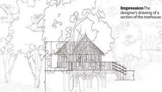  ??  ?? Impression­The designer’s drawing of a section of the treehouse