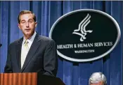 ?? ASSOCIATED PRESS 2006 ?? Then-Deputy Health and Human Services Secretary Alex Azar meets reporters at the HHS Department in Washington in 2006. Azar held senior HHS posts in the George W. Bush administra­tion.