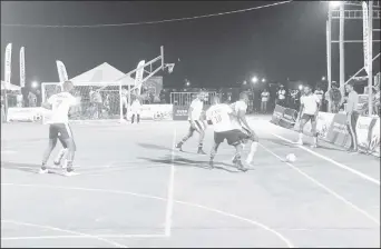  ?? ?? Part of the action in the ExxonMobil/New Entertainm­ent Futsal Championsh­ip at the Retrieve Hard Court, Linden