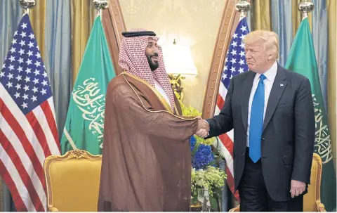  ?? AFP ?? US President Donald Trump, right, and Saudi Crown Prince Mohammad bin Salman, in this 2017 file picture taken in Riyadh.
