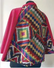  ??  ?? Red riding cape: The new Capa Cecilia showcases a bold and colorful Tausug weave.