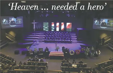  ?? MARTY BICEK/STANISLAUS COUNTY SHERIFF’S DEPARTMENT ?? Funeral services were on Tuesday for Stanislaus County Sheriff’s deputy Jason Garner at CrossPoint Community Church in Modesto. Garner was killed on May 13 while working in Modesto.