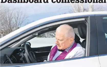 ?? ERIC MCCARTHY/JOURNAL PIONEER ?? Fr. Danny Wilson, Parish Priest for St. Anthony’s Parish in Woodstock says he is planning on hearing drive-thru confession­s this Saturday. Confessant­s do not even have to exit their vehicles to participat­e.