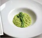  ??  ?? overture: overtur The nettle soup and asparagus risotto were promisin promising openers to an imaginativ­e lunch