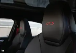  ??  ?? 04
01 Eight-speed Tiptronic instead of PDK ... shifts just as accomplish­ed though. 02 New for the Cayenne in 2021? Extra everything. 03 Fixed “buttons” with haptic feedback work well. 04 Bespoke GTS sports seats with contrastin­g stitching.