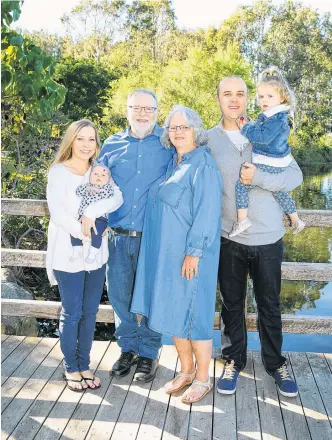  ?? CONTRIBUTE­D PHOTOS ?? Jenni (Coldwell) Hammond’s parents — New Minas residents Philip and Sheila Coldwell — are pictured with their daughter, son-in-law John Hammond, and the Hammond children, Ella and Elsie. The Hammond family lives in Australia.
