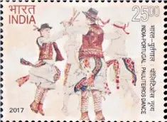  ??  ?? Led a merry dance: a joint-issue stamp to celebrate relations between India and Portugal