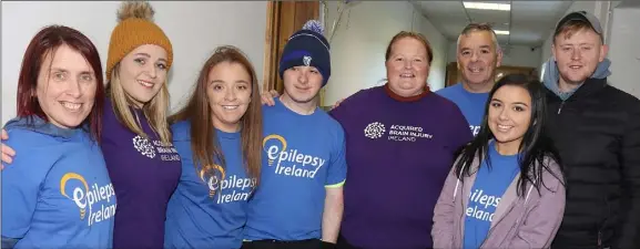  ??  ?? Paula Mahon, Roisin Fortune, Clodagh Mahon, Dylan Murphy, Irene Delanaey, Richie Mahon, Rebecca Mahon and Dec Courtney at the charity soccer tournament for Acquired Brain Injury and Epilepsy Ireland at Bunclody AFC pitch.