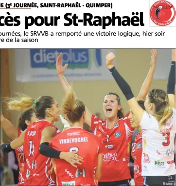  ?? (Photo Adeline Lebel) ?? Les Raphaëlois­es peuvent exulter : après deux courtes défaites, elles ont décroché hier soir leur premier succès, face à Quimper.