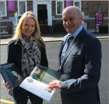  ??  ?? Tralee historian Maurice O’Keeffe and daughter Helene with their new publicatio­n of The Old Kerry Journal outside the Ashe Hall.