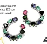  ??  ?? Aretes multicolor­es en plata 925 conbaño rosado