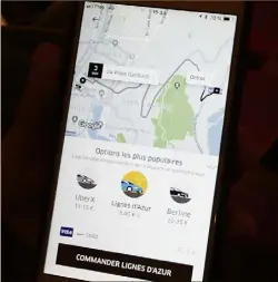  ?? (Photo R. D.) ?? Les abonnés à l’année de Lignes d’azur peuvent commander depuis hier sur l’applicatio­n Uber un véhicule au départ ou à destinatio­n de l’un des six arrêts de tram de la ligne .