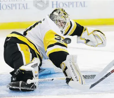  ?? CHRIS O’MEARA / THE ASSOCIATED PRESS ?? The play of backup goaltender Antti Niemi has been a source of disappoint­ment for the Pittsburgh Penguins. Niemi was in net for all three regulation-time losses this season and gave up seven goals to the Lightning on Saturday.