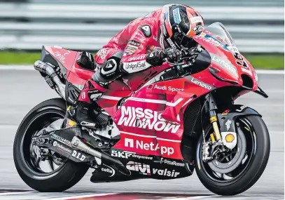  ?? Picture: AFP ?? SETTING THE PACE. Ducati’s Danilo Petrucci was fastest during MotoGP pre-season testing at the Sepang Internatio­nal Circuit yesterday.