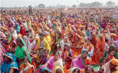  ?? PTI ?? A huge crowd gathers at an election rally addressed by Prime Minister Narendra Modi in Mirzapur on Friday. —