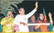  ?? PTI ?? ▪ Madhya Pradesh chief minister Shivraj Singh Chouhan at a road show in Bhopal on Thursday.