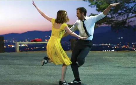  ?? DALE ROBINETTE/LIONSGATE/THE ASSOCIATED PRESS ?? In La La Land, the central storyline revolves around the romance between Mia (Emma Stone), a struggling actress and pianist Sebastian (Ryan Gosling).