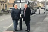  ??  ?? ●● County Coun Peter Britcliffe and former Coun Lisa Allen on Blackburn Road last year