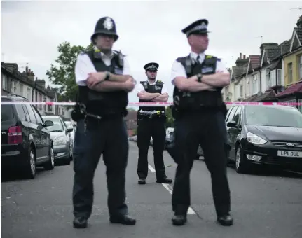  ?? Daniel Leal-Olivas / AFP ?? Police were deployed across the country after the June 3 attack and on the eve of the UK elections.