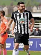  ?? Picture: Simon Howe ?? Alex Fletcher celebrates scoring a goal for Bath