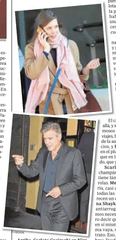  ?? CORDON ?? Arriba, Carlota Casiraghi en Niza. Sobre estas líneas, George Clooney a la salida de un restaurant­e en Nueva York