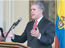  ?? Afp ?? AUTORIDAD. El nuevo presidente de Colombia, Iván Duque, asumió el cargo con esta nueva problemáti­ca de violencia.