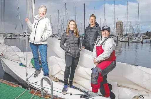  ??  ?? Skippers Judy Howison, left, Kirsty Salter, Sophie Ciszek and Clare Brown get set fo the women’s keelboat regatta.
Picture: Zak Simmonds
