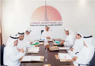  ?? — Supplied photo ?? Sultan bin Saeed Al Mansouri chairs the board meeting of the Dubai Islamic Economy Developmen­t Centre on Wednesday. Abdulla Mohammed Al Awar is also attending.