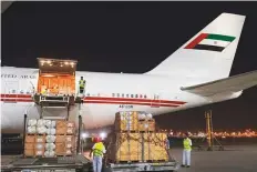  ?? Courtesy: Dubai Media Office ?? A 747 jumbo jet and a C130 Hercules cargo carrier with UAE aid was delivered to Jordan yesterday morning.