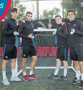  ?? FOTO: PEP MORATA ?? Juveniles de plata Juan Miranda, Abel Ruiz, Sergi Gómez y Mateu Morey