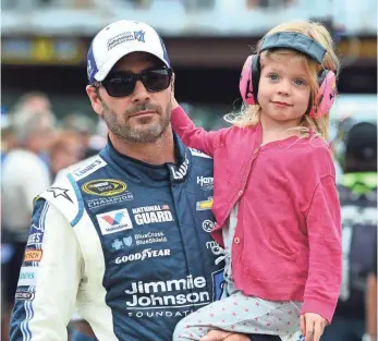 ?? ANDREW WEBER, USA TODAY SPORTS ?? Jimmie Johnson’s 5-year-old daughter, Genevieve, will hear Dad on her favorite show Thursday.