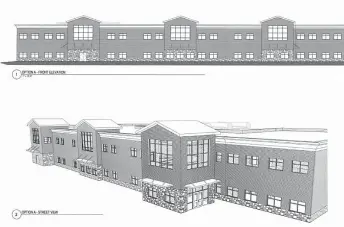  ?? Drawings by Hight Jackson ?? Above are drawings of the proposed new classroom facility at the Gentry Intermedia­te School campus.