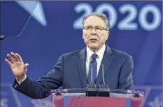  ?? Jose Luis Magana / Associated Press ?? NRA Executive Vice President and CEO Wayne Lapierre testified Wednesday that he did not inform the organizati­on’s board of filing for bankruptcy on behalf of NRA.