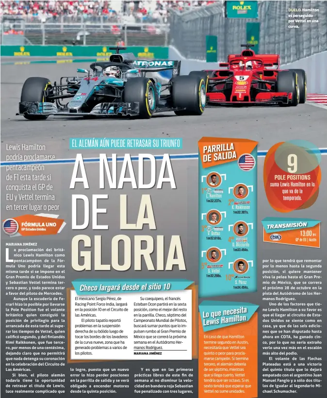  ??  ?? DUELO. Hamilton es perseguido por Vettel en una curva.