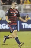  ?? AP PhOTO ?? GOLDEN GOAL: Forward Jordan Morris celebrates his 88th minute strike that won the CONCACAF Gold Cup for the U.S.